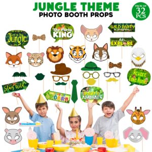Jungle Photo Booth Props Wild Animals 32 PCS