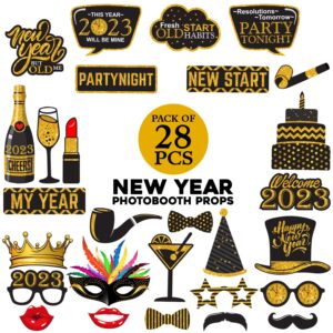 New Years Eve Photo Booth Props-2023 Photo Booth Props, New Years Eve Party Supplies 2023,Happy New Year Decorations 2023-28 Pcs