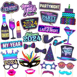 New Years Eve Photo Booth Props 28 Pcs 2024