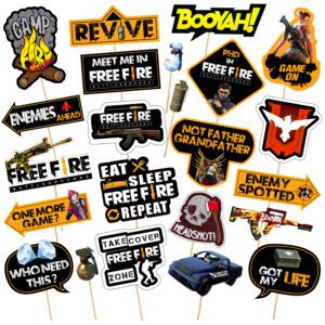 Free Fire Photo Booth Props with Stick 23 Pcs