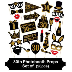 Adult 30th Birthday Photo Booth Props (26Pcs)