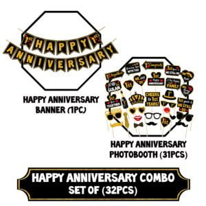31 Anniversary Photo booth Props-1 Set Happy 1st Anniversary Banner For 1st Anniversary Decoration (Pack Of 32)