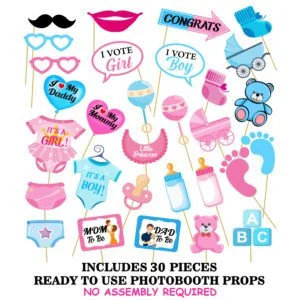 Baby Photo Booth Props Party Boy or Girl Shower Birthday Party 30 Pcs