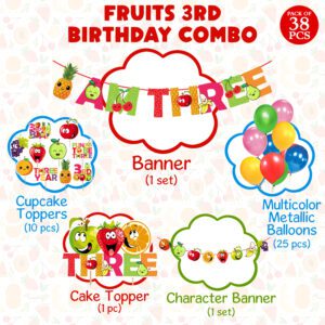 Fruit Theme 3rd Birthday Party, Tutti Frutti Party Decorations (PACK OF 38)