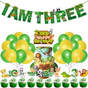 Jungle Theme 3rd Birthday Decoration Kids (Pack of 37)