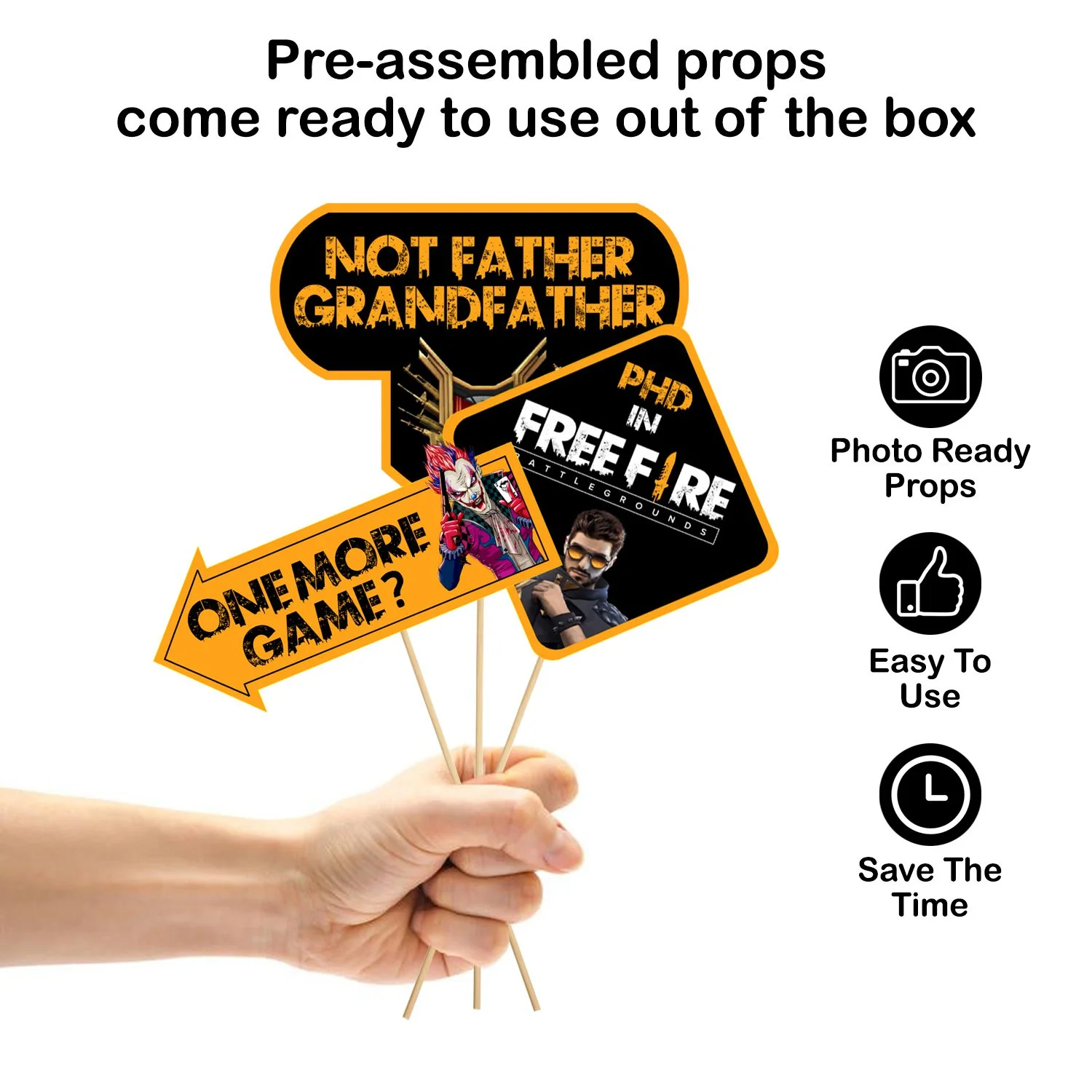 Free Fire Photo Booth Props with Stick 23 Pcs - Image 4