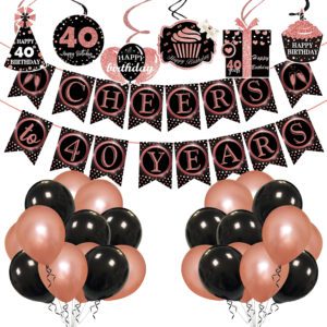 40th Birthday Decorations Cheers to 40 Years 40s Birthday Banner with Swirls (Pack of 32)