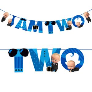 Boss Baby I Am Two Banner | Bunting Hanging for Boys Boss Baby Party Decoration Set of 1