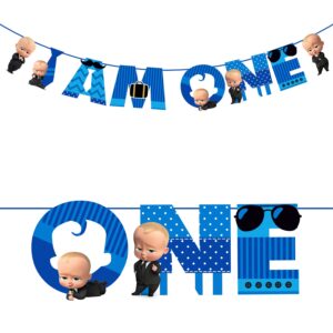 Boss Baby I Am One Banner | Bunting Hanging for Boys Boss Baby Party Decoration set of 1