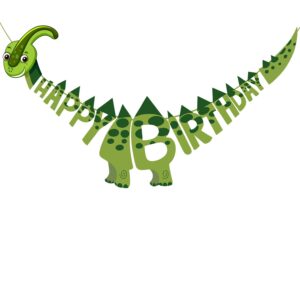 Green Color Dinosaur HAPPY BIRTHDAY Banner – Dinosaur Birthday Party Decorations for Boys Kids Set of 1
