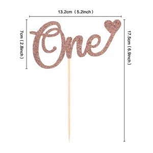 “One”Heart Cake Topper for 1st Birthday , Birthday Cake for Photo Booth Props Set of 1