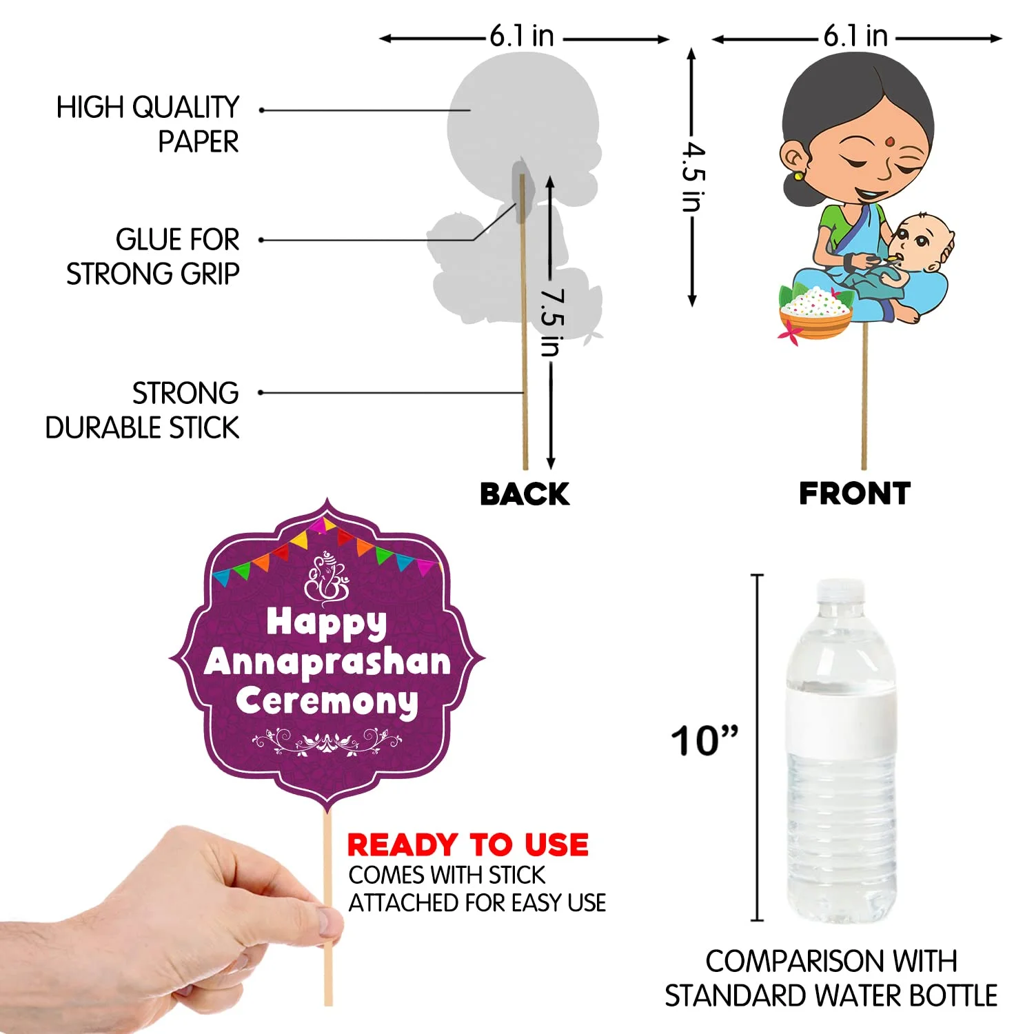 Annaprasanam Photo Booth Props / Annaprashan Decoration Items / Rice Ceremony Decorations Items Pack of 25 - Image 3