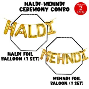 Haldi and Mehndi Decoration Set Foil Balloon Decorations Set of 2