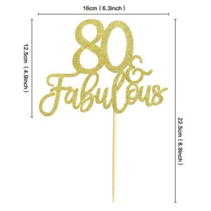 Gold Glitter 80 & Fabulous Cake Topper