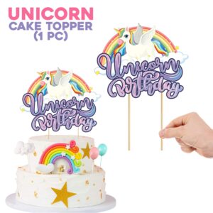 Unicorn Cake Topper, Super unicorn Cake topper, Cartoon Birthday Cake Topper Unicorn Theme Birthday Party Decorations Pack of 1