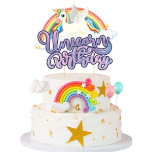 Unicorn Cake Topper, Super unicorn Cake topper, Cartoon Birthday Cake Topper Unicorn Theme Birthday Party Decorations Pack of 1