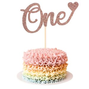 “One”Heart Cake Topper for 1st Birthday , Birthday Cake for Photo Booth Props Set of 1