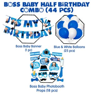 Baby Boss Half Birthday Party Supplies, Boss Baby 1/2 Birthday Party Decorations Pack of 44