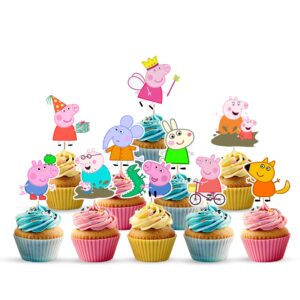 Peppa Pig Cup cake Topper for Cartoon Theme Birthday Party Supplies  Pack of 10