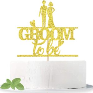 Gold Glitter Groom to Be Cake Topper for Mr and Mrs (PACK OF 1)