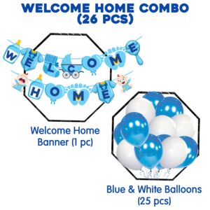 Baby Boy Welcome Home Decoration Kit Banner with Balloons for Baby Shower Pack of 26