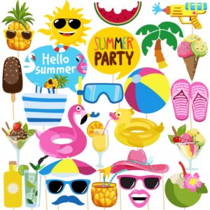 Summer PhotoBooth Props Pool Photo Booth Props Beach Pool Party Favors Pack of 28
