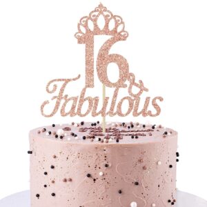 16 & Fabulous Cake Topper, 16th Birthday for Girl, Sweet 16, Happy 16th Birthday Pack of 1
