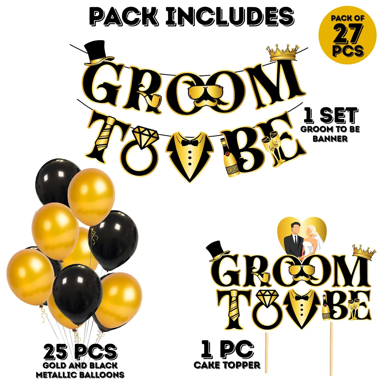 Bachelor Party Decorations for Men, Groom To Be Decorations Pack of 27 - Image 2