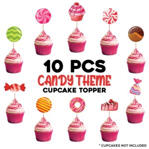 Lollipop Cupcake Toppers,Cupcake Wrappers Sweets Candy Rainbow Pack of 10