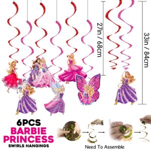 Girls Princess Girl Hanging Swirls Happy Birthday Swirls Pack of 6