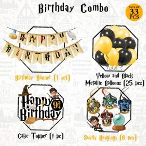 Hari Pottar Birthday Decorations, Birthday Party Supplies for Kids Pack of 33