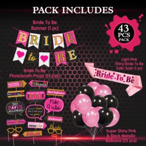 Bachelorette Party Decorations Kit, Bridal Shower Party Supplies & Engagement Party Decor Pack of 43