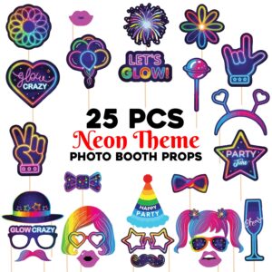Glow Neon Party Photo Booth Props Neon Party Favor Glow in The Dark Party Decoration  Pack of 25