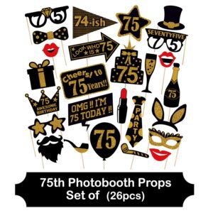 Happy Birthday Props for 75th Birthday Party Photo Booth Props pack of 26