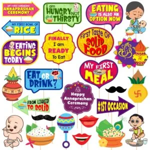 Annaprasanam Photo Booth Props / Annaprashan Decoration Items / Rice Ceremony Decorations Items Pack of 25