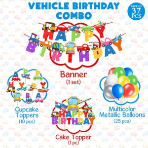 Transportation Birthday Party Decorations for Boys Pack of 37