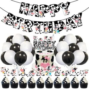 Cute Cow Theme Birthday Party Decorations for Kids Girls Include Pack of 37