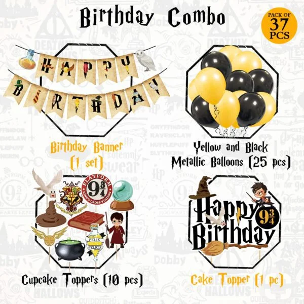 Hari Pottar Birthday Decorations, Hari Pottar Birthday Party Supplies for Kids Pack of 37 - Image 2