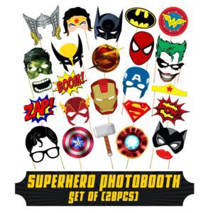 Super Heros Photo Booth Props Pack of 28