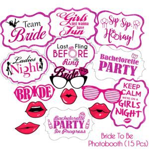 Party Decoration Bridal Shower, Wedding Photo Booth Props Pack of 15