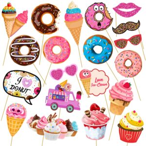 Donut Photo Booth Props,Donut Time  for Girl Doughnut Birthday Party Supplies Pack of 20