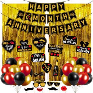 Happy 6 Month Anniversary, Happy 6 Month Wedding Anniversary Decorations Pack of 44