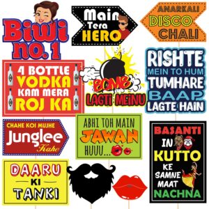 Bollywood Funny Photo Booth Props – 12 pc Photobooth Kit  Pack of 12
