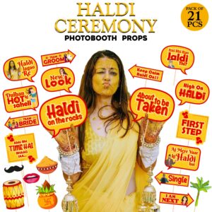 Mehandi Props for Photoshoot ,Marriage Props for Wedding,Haldi Props for Bride and Family Pack of 21