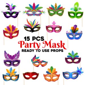 Bachelorette Party Props for Bride Photo Props Mask Pack of 15