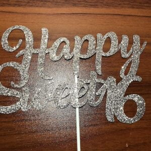 Happy Sweet 16 Cake Topper Rose Gold Glitter- Sweet 16 Cake Toppers (Pack of 1)