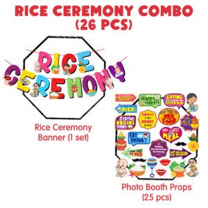 Annaprasanam Photo Booth Props 25 Pcs with 1 Set Rice Ceremony Banner