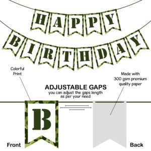 Army Birthday Decorations Camo Birthday Decorations Banner for Army Theme Birthday Party Supplies (Pack of 1)