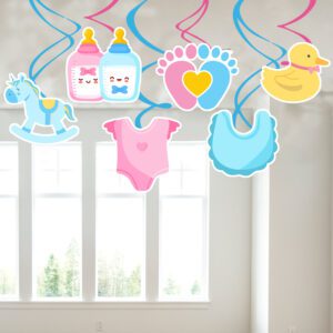 Baby Shower Hanging Swirl Decorations 6 pcs