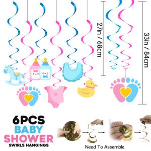 Baby Shower Hanging Swirl Decorations 6 pcs